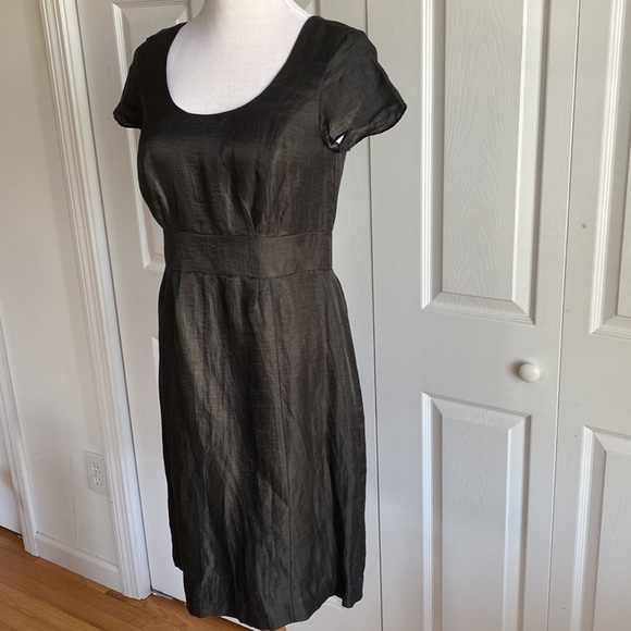 Banana Republic Black Linen Blend Shiny Sheath Dress Size 8 NWT - Picture 3 of 13